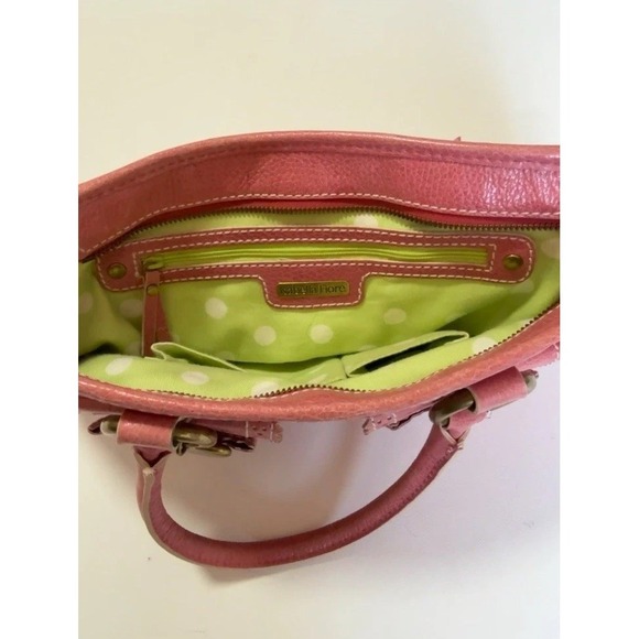 Isabella Fiore Pink Leather Shoulder Bag Y2K Coquette Style Gold Heart Charm - Picture 6 of 6